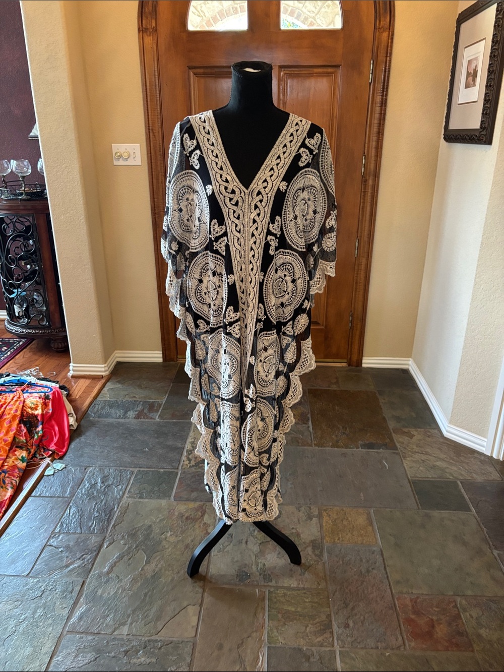 Black and White Lace Overlay Coverup